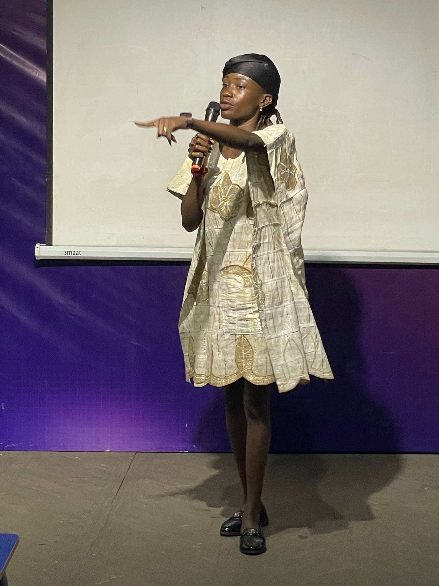 Spoken word artist on stage